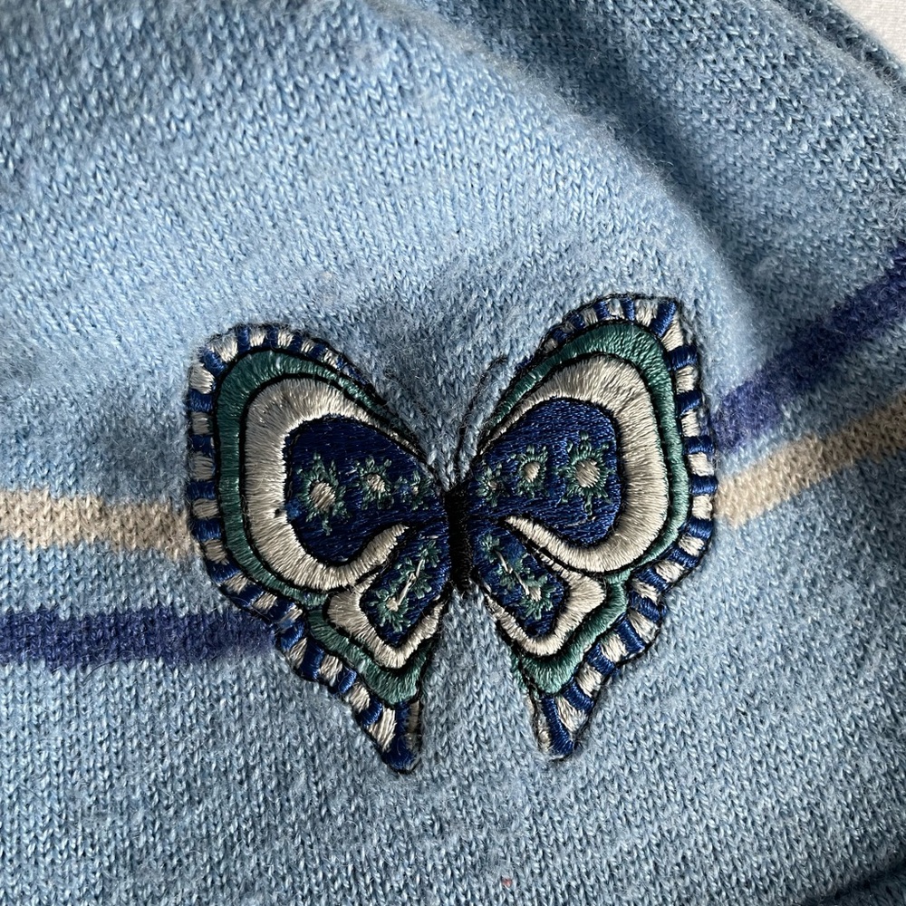 PATAGONIA Wool Blend Knit Beanie Winter Hat One Size Butterfly Detail EUC - Picture 3 of 7